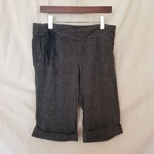 Charcoal pinstriped linen cuffed capris